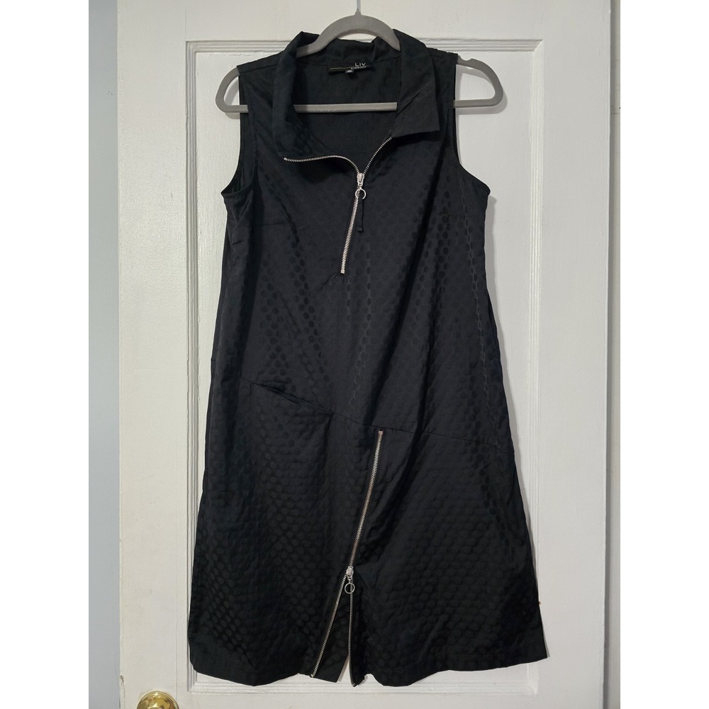 Liv By Habitat Black Assymetrical Zipper Mock Neck Dress Size XS